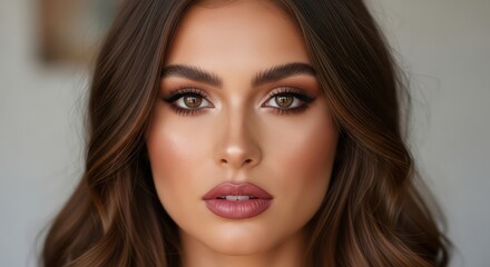 Portrait of a beautiful woman with hazel eyes and flawless makeup