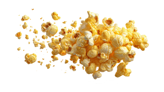 Flying popcorn isolated on a white background