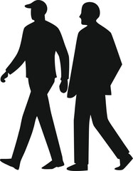 Two men walking together silhouette