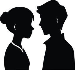 Couple looking at each other silhouette