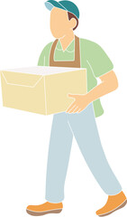 Worker Carrying Box Illustration