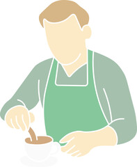 Barista Holding Coffee Cup Illustration