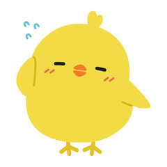 ヒヨコのキャラクター照れている表情