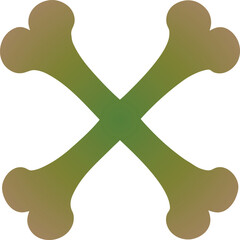 Two Crossed Green and Brown Gradient Dog Bones on White Background crossed bones symbol