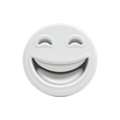 Fototapeta premium A simple, white, round emoticon with a large smile