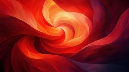 Abstract swirling pattern with vibrant gradients of red, orange, and dark purple creating a dynamic, fiery spiral effect evoking intense energy and motion