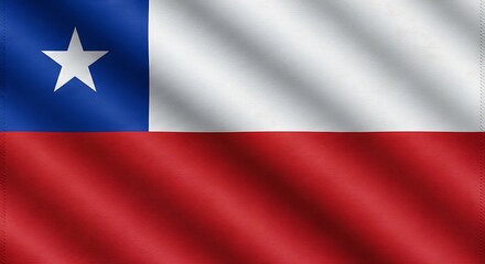 Naklejka premium Chilean Flag: Textured Fabric, Waving, Patriotic Symbol, National Pride, Close-up.