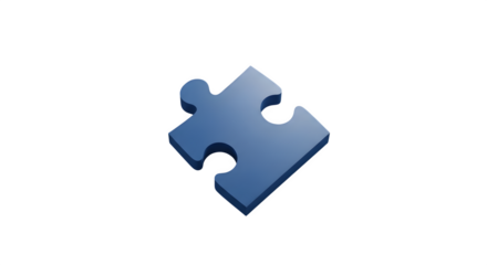 Blue puzzle piece isolated on transparent background for business concept design