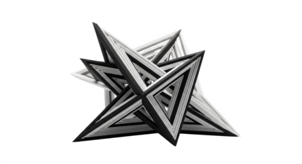 Geometric star shape made of triangles isolated on transparent background