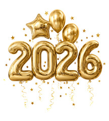 Golden Number Balloons and Stars for New Year Celebration Celebratory Decor
