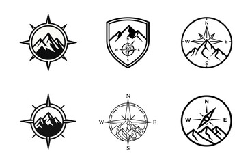 Mountain and Compass Logo Designs for Outdoor Adventure, Travel, and Navigation
