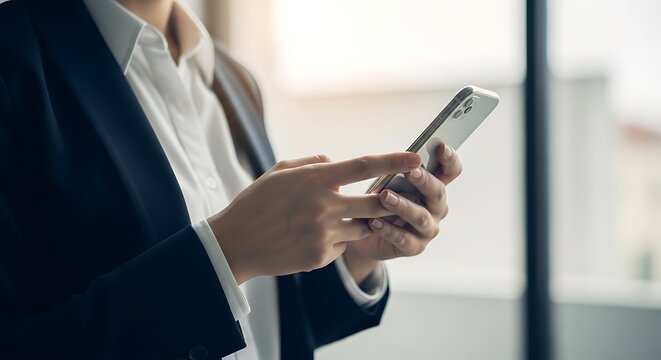 Businesswoman Focused on Smartphone. - Powered by Adobe