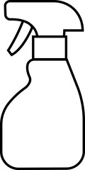 Cleaning product bottle icon in line style, Monochrome detergent, spray, liquid container, household cleaner, disinfectant, soap, chemical packaging illustration isolated on transparent background.