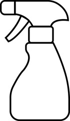 Cleaning product bottle icon in line style, Monochrome detergent, spray, liquid container, household cleaner, disinfectant, soap, chemical packaging illustration isolated on transparent background.