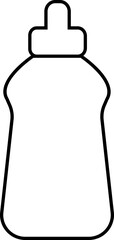Cleaning product bottle icon in line style, Monochrome detergent, spray, liquid container, household cleaner, disinfectant, soap, chemical packaging illustration isolated on transparent background.