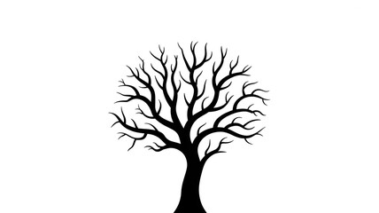 Obraz premium A bare tree silhouette isolated on white background in minimalist design