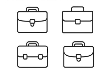Briefcase line icon set. Business portfolio bag symbol collection. Simple outline vector illustration for web, app. Work, job, career concept pictogram. Minimalist design element.