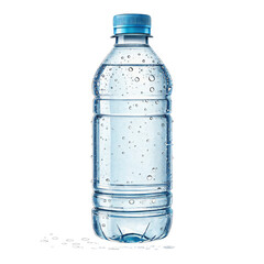 Pure Refreshment: A single plastic bottle glistens with droplets, its crystalline water an invitation to quench one's thirst.