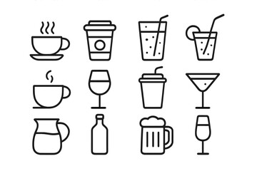 Light thin line icon set. Lamps and broken lamps outline signs for web and graphic design, mobile apps, advertising, cards, vector cartoon illustration. Interior lighting concept symbols.