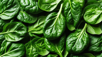 Obraz premium Fresh organic spinach leaves close up, healthy green vegetable background for diet, vegan cooking and nutrition concepts