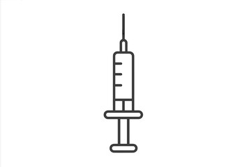 Syringe icon vector line illustration. Medical injection, vaccination concept. Health care symbol for apps, web. Simple outline drawing of a needle for drug or vaccine dose.