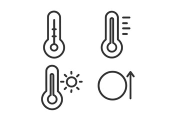 Set of Minimalistic Line Icons of Thermometer and Temperature Symbols for Web, Graphic Design, Apps, Banners, Social Media, Weather, Health, and Scientific Concepts Vector