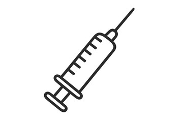 Syringe line icon. Vector illustration for medical and healthcare concepts. Vaccination and immunization symbol. Medicine dose, treatment, drug injection, and vaccine shot pictogram.