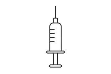 Syringe outline icon. Medical injection, vaccine, and vaccination symbol. Simple linear vector for medicine, healthcare, and treatment concepts. Dose, drug, immunization shot.