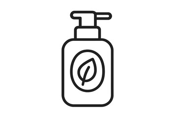 Fototapeta premium Isolated Cosmetic Bottle Icon with Leaf Symbol, Natural Skincare Product Illustration, Eco-Friendly Beauty Packaging, Vector Cartoon Graphic for Apps and Design, Transparent Background