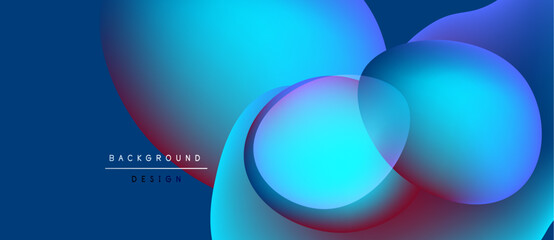 Abstract blue background features overlapping circles. Vibrant gradients create dynamic visual effect. Modern design suitable for digital projects.