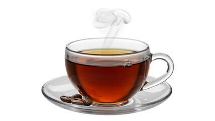 Enjoy a cup of coffee with coffee beans and steam for relaxing moment