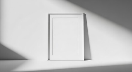 White Picture Frame on Light Gray Background.