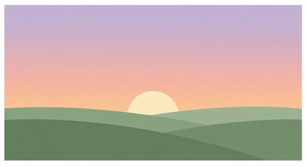 Obraz premium Serene Rolling Hills at Sunrise with Pastel Sky