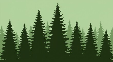 Obraz premium Silhouette of Pine Trees in a Forest Landscape