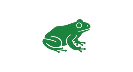 Simple Green Frog Icon on White Background