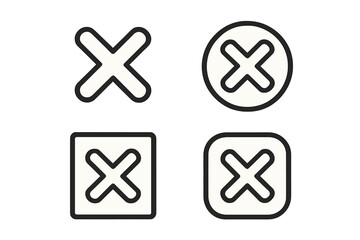Obraz premium Cross button icon set. X mark symbol for delete, close, cancel. Vector graphic for web interface. Concept of error, wrong choice, remove, decline, no. UI UX element.