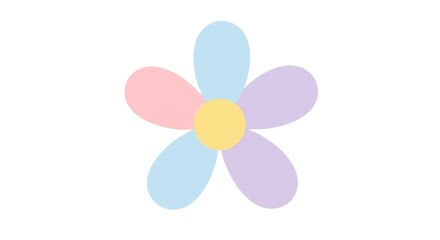 Simple Pastel Flower Illustration with Yellow Center