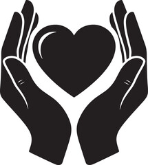Obraz premium Hands holding a heart icon against a white background.