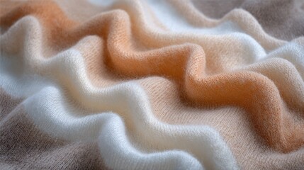 An abstract wavy pattern in shades of white, beige, and light brown, creating a soft, flowing texture with gentle curves and subtle color transitions
