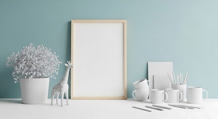 White Decor with Blank Frame.