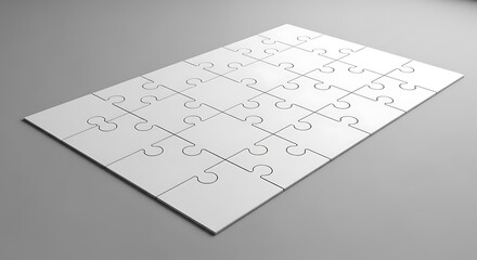 Blank White Jigsaw Puzzle Pieces.