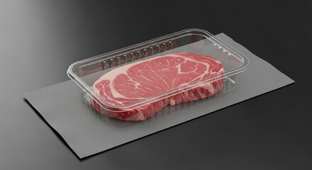 Raw Steak in Plastic Tray Ready to Cook.