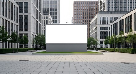 Blank Billboard in Modern Cityscape.