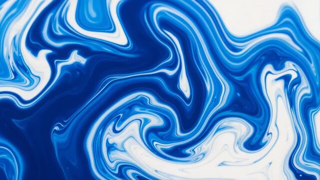 Abstract Swirling Blue and White Paint Texture