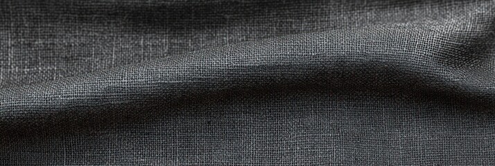 Naklejka premium Close-up view of a textured grey fabric with visible weave pattern and slight folds creating shadow and depth