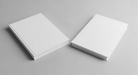 Blank White Book Mockup Pair on Gray Background.
