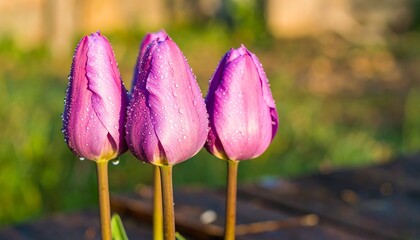 Spring Tulips in Garden