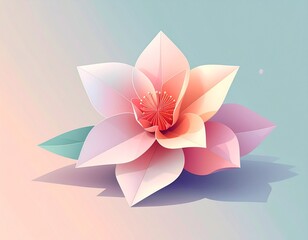 Origami Style Single Flower Illustration