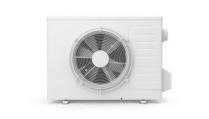 Air conditioning unit with fan and white exterior design  