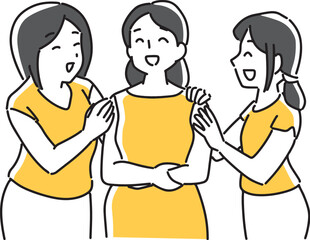 笑顔で仲の良い女性3人